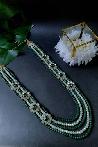 5 Layered Traditional Dulha Moti Mala with Beaded Maharaja Haar/Groom Necklace For Men 