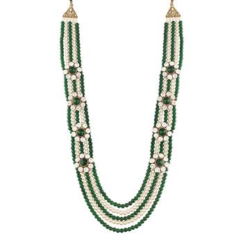 5 Layered Traditional Dulha Moti Mala with Beaded Maharaja Haar/Groom Necklace For Men  2