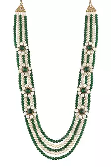 5 Layered Traditional Dulha Moti Mala with Beaded Maharaja Haar/Groom Necklace For Men 