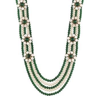 5 Layered Traditional Dulha Moti Mala with Beaded Maharaja Haar/Groom Necklace For Men  3