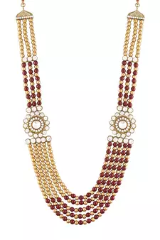 5 Layered Traditional Dulha Moti Mala with Stone Maharaja Haar/Groom Necklace For Men 
