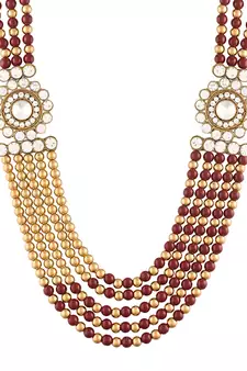 5 Layered Traditional Dulha Moti Mala with Stone Maharaja Haar/Groom Necklace For Men 