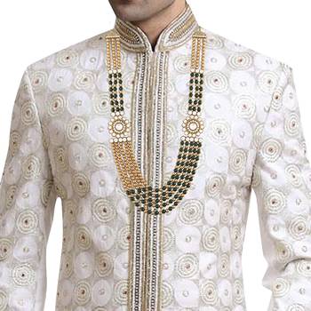 5 Layered Traditional Dulha Moti Mala with Stone Maharaja Haar/Groom Necklace For Men  1