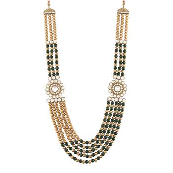 5 Layered Traditional Dulha Moti Mala with Stone Maharaja Haar/Groom Necklace For Men  2