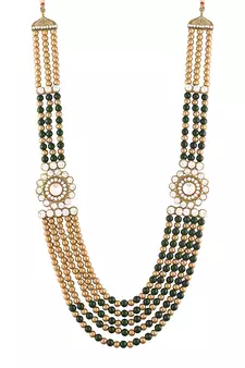 5 Layered Traditional Dulha Moti Mala with Stone Maharaja Haar/Groom Necklace For Men 
