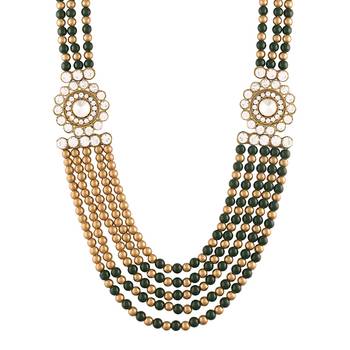 5 Layered Traditional Dulha Moti Mala with Stone Maharaja Haar/Groom Necklace For Men  3