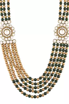 5 Layered Traditional Dulha Moti Mala with Stone Maharaja Haar/Groom Necklace For Men 