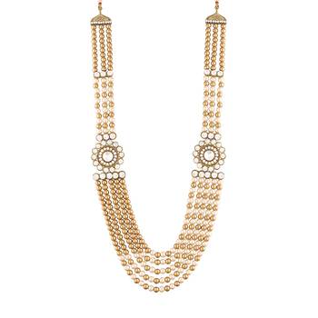 5 Layered Traditional Dulha Moti Mala with Stone Maharaja Haar/Groom Necklace For Men  2