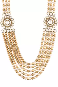 5 Layered Traditional Dulha Moti Mala with Stone Maharaja Haar/Groom Necklace For Men 