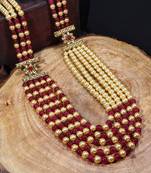 3 Layered Traditional Light Weight Beaded Maharaja Haar/Groom Necklace For Men 