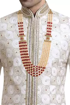 3 Layered Traditional Light Weight Beaded Maharaja Haar/Groom Necklace For Men 