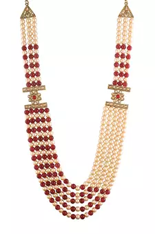 3 Layered Traditional Light Weight Beaded Maharaja Haar/Groom Necklace For Men 