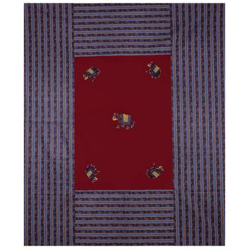 Applique Maroon Elephant Jaipuri Hand Made Embroidery Patch Work Double Bedsheet 3