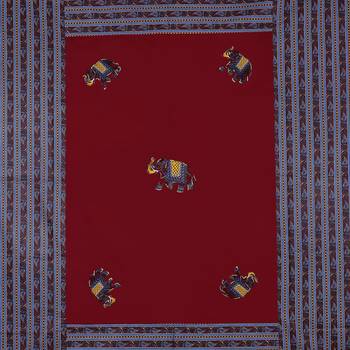 Applique Maroon Elephant Jaipuri Hand Made Embroidery Patch Work Double Bedsheet 4