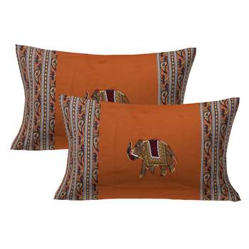 Applique Mustard Elephant Jaipuri Hand Made Embroidery Patch Work Double Bedsheet 2