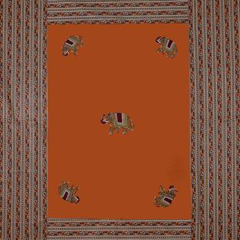 Applique Mustard Elephant Jaipuri Hand Made Embroidery Patch Work Double Bedsheet 4