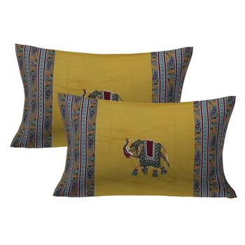 Applique Mehandi Green Elephant Jaipuri Hand Made Embroidery Patch Work Double Bedsheet 2