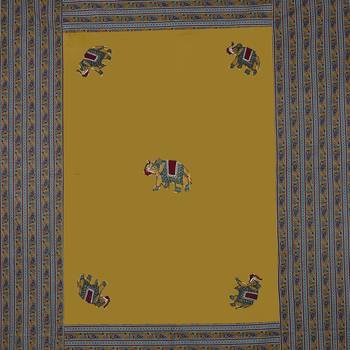 Applique Mehandi Green Elephant Jaipuri Hand Made Embroidery Patch Work Double Bedsheet 4