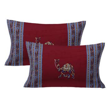 Applique Maroon Camel Jaipuri Hand Made Embroidery Patch Work Double Bedsheet 2