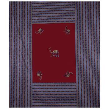 Applique Maroon Camel Jaipuri Hand Made Embroidery Patch Work Double Bedsheet 3