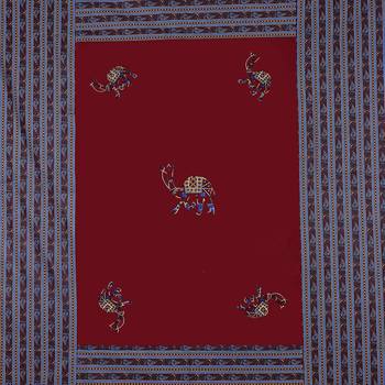Applique Maroon Camel Jaipuri Hand Made Embroidery Patch Work Double Bedsheet 4