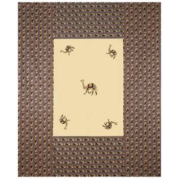 Applique Cream Camel Jaipuri Hand Made Embroidery Patch Work Double Bedsheet 3