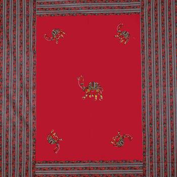 Applique Red Camel Jaipuri Hand Made Embroidery Patch Work Double Bedsheet 4