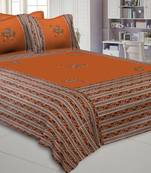 Applique Mustard Camel Jaipuri Hand Made Embroidery Patch Work Double Bedsheet