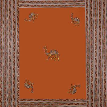 Applique Mustard Camel Jaipuri Hand Made Embroidery Patch Work Double Bedsheet 4