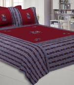 Applique Maroon Dandiya Jaipuri Hand Made Embroidery Patch Work Double Bedsheet