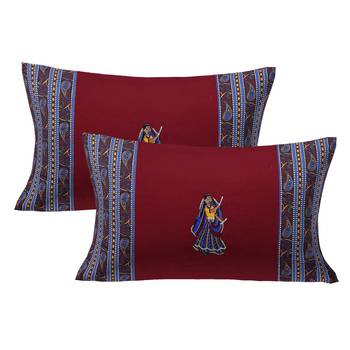 Applique Maroon Dandiya Jaipuri Hand Made Embroidery Patch Work Double Bedsheet 2