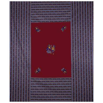 Applique Maroon Dandiya Jaipuri Hand Made Embroidery Patch Work Double Bedsheet 3