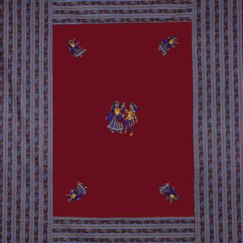Applique Maroon Dandiya Jaipuri Hand Made Embroidery Patch Work Double Bedsheet 4