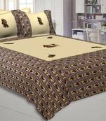 Applique Cream Dandiya Jaipuri Hand Made Embroidery Patch Work Double Bedsheet