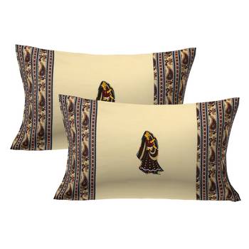 Applique Cream Dandiya Jaipuri Hand Made Embroidery Patch Work Double Bedsheet 2