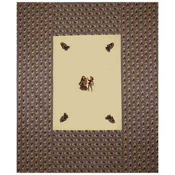 Applique Cream Dandiya Jaipuri Hand Made Embroidery Patch Work Double Bedsheet 3