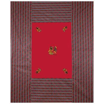 Applique Red Dandiya Jaipuri Hand Made Embroidery Patch Work Double Bedsheet 3