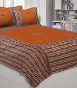 Applique Mustard Dandiya Jaipuri Hand Made Embroidery Patch Work Double Bedsheet