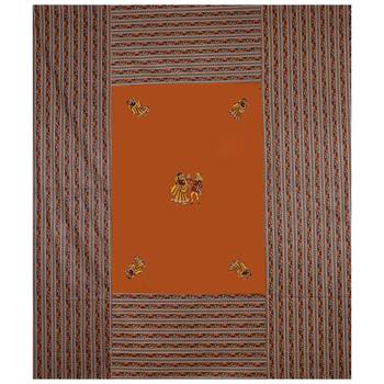 Applique Mustard Dandiya Jaipuri Hand Made Embroidery Patch Work Double Bedsheet 3