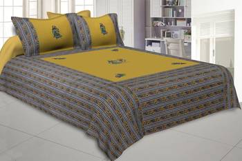 Applique Mehandi Green Dandiya Jaipuri Hand Made Embroidery Patch Work Double Bedsheet 1