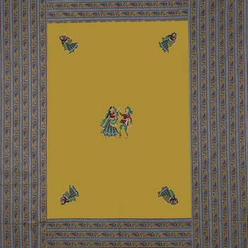 Applique Mehandi Green Dandiya Jaipuri Hand Made Embroidery Patch Work Double Bedsheet 4