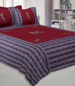 Applique Maroon Chang Dance Jaipuri Hand Made Embroidery Patch Work Double Bedsheet