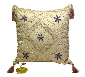 Embroidered Black Floral Cushion Cover 1