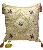 Embroidered Black Floral Cushion Cover