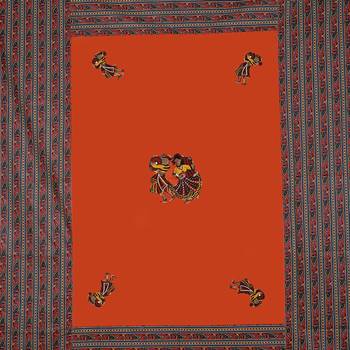 Applique Orange Chang Dance Jaipuri Hand Made Embroidery Patch Work Double Bedsheet 4
