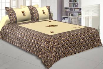 Applique Cream Chang Dance Jaipuri Hand Made Embroidery Patch Work Double Bedsheet 1