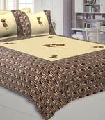 Applique Cream Chang Dance Jaipuri Hand Made Embroidery Patch Work Double Bedsheet