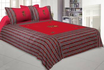 Applique Red Chang Dance Jaipuri Hand Made Embroidery Patch Work Double Bedsheet 1