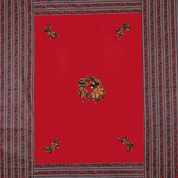 Applique Red Chang Dance Jaipuri Hand Made Embroidery Patch Work Double Bedsheet 4