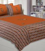 Applique Mustard Chang Dance Jaipuri Hand Made Embroidery Patch Work Double Bedsheet